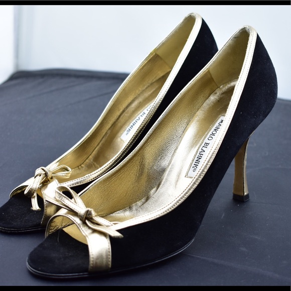 Manolo Blahnik Shoes - Manolo Blahnik suede peep toe heels